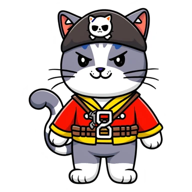 Skibidi cat pirate with Vietnam War gear in a jungle background sticker