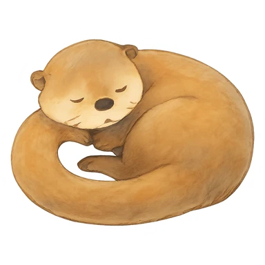 soft ghibli style sleeping otter curled up with gentle colors sticker