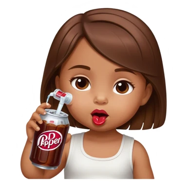 tan baby girl drinking dr pepper sticker