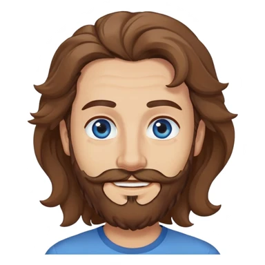 Lebanese man with one blue eye and one brown eye, light beard, kind smile, blue shirt, brown longish wavy hair sticker