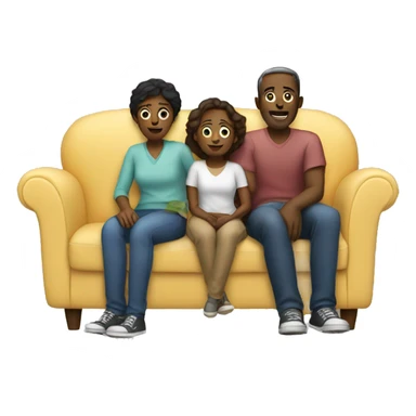 Family sitting on a couch sticker