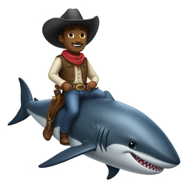 Cowboy riding a shark whale sticker