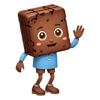 Create an animated character of a walking brownie, a brownie with animated eyes, hands, and feet. sticker