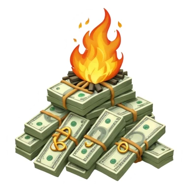 Burning money sticker