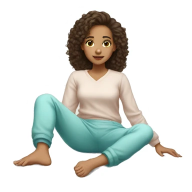 Light skin girl laying on the floor wearing pjs and her hair is short sticker