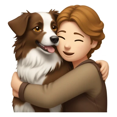 White woman hugs a Brown borde sticker