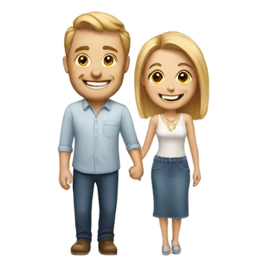 smiling couple with engagement ring sticker