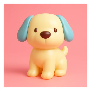               Transform {subject} into a soft vinyl figure with a smooth, glossy surface. The material should look slightly rubbery and tactile, with minimalistic curves and a matte-gloss hybrid finish. Use pastel or soft solid colors. The surface is seamless, with no visible textures or roughness. Studio lighting, vibrant background, clean, playful, designer toy aesthetic. {subject} = dog sticker