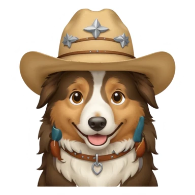 Collie Dog in cowboy hat smiling sticker
