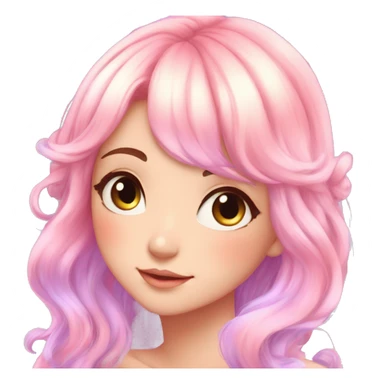 Gorgeous Beautiful Blushing Petite Colorful-Shiny-Pastel-Fairy-Soarkle-Anime-Girl with beautiful gradient pastel hair aesthetic sticker