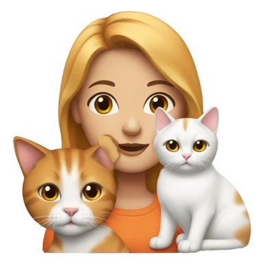 girl bronde with two cats, one orange cat and one white cat sticker