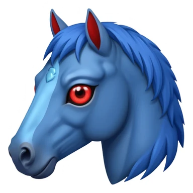 Blue horse with red eye sticker
