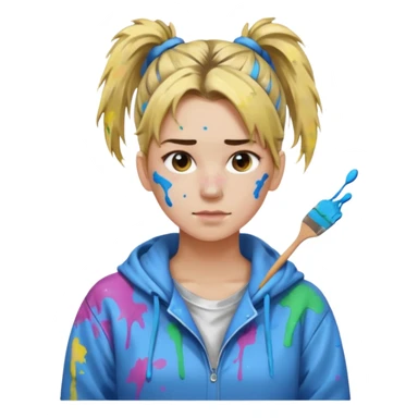 Artist with messy ponytail sticker