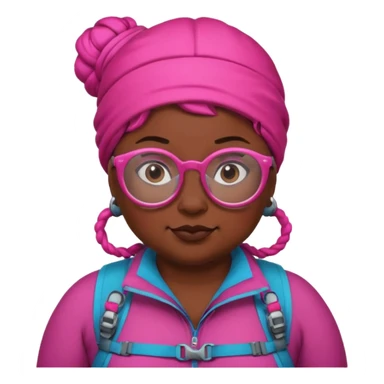 climber fat woman with dark pink bun hair and glassess sticker