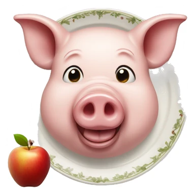 Pig on a serving platter with an apple in their mouth sticker