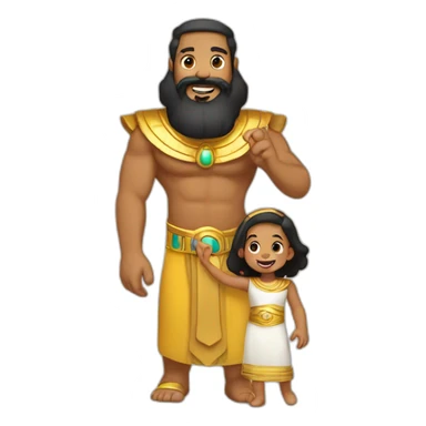 Pharao with beard playing with his 2 year old daughter sticker