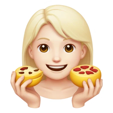 Asshole eating emoji while smiling  sticker