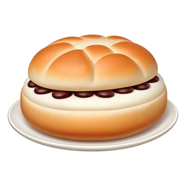 Red bean paste bun Dousha Bao with visible filling, simplified emoji style with bold outlines and bright colors, cartoon style sweet Chinese steamed bun sticker