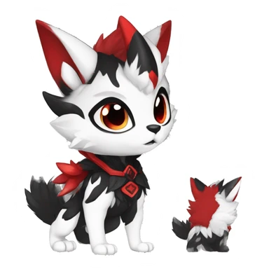 Anthro-Edgy-Cool-Dark-Black-White-Red-Contrast-Colors-Fantasy-Fur-Sona-Chibi-Shiny-Fakémon-Hybrid full body sticker