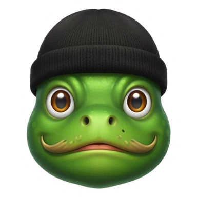 frog with beard and moustache and black beanie sticker