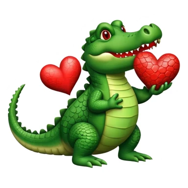 Crocodile holding a heart sticker