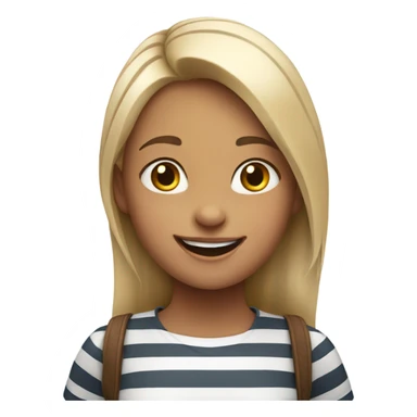 smiling girl in striped shirt sticker