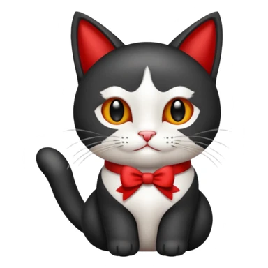 Gato negro con blanco feliz con moño rojo y un regalo 🎁 sticker