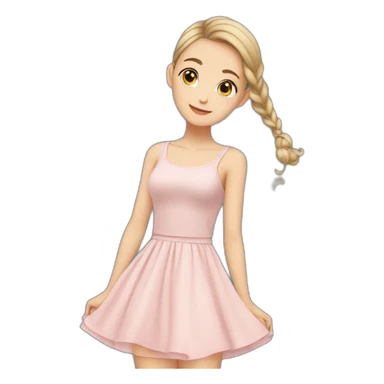 upperbody female child light skin dress spin skirt-lift cute adorable sweet sticker