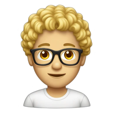 Blond man curly hair glasses t shirt sticker