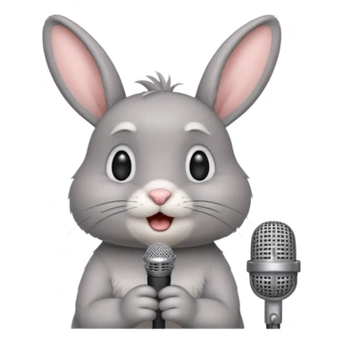 grey bunnie singing to mic sticker