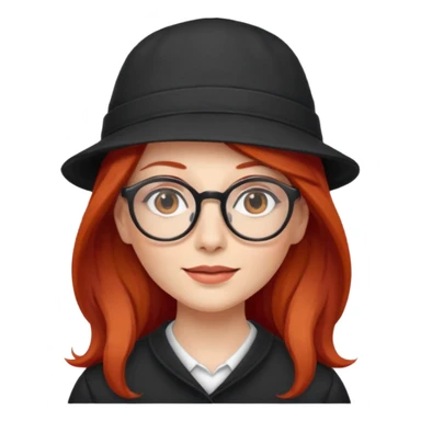 hatted womanwith glasses and long red hair sticker