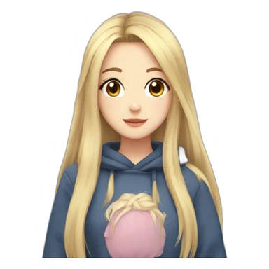 Anime girl with long hair blonde with suéter  sticker