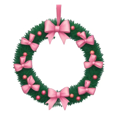 wreath with pink bows and lights christmas mood sticker