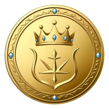 sharpen medieval golden coin with crown symbol inside sticker