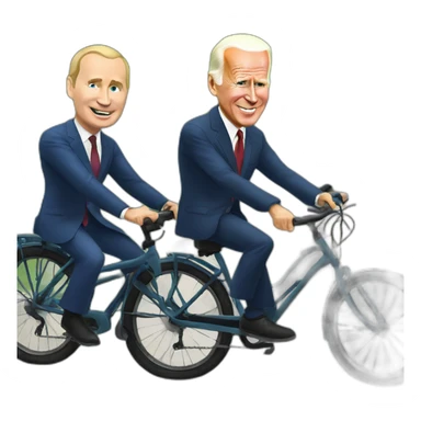 Vladmir Putin and Joe Biden riding bicycle sticker