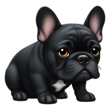 all black fat french bulldog sticker