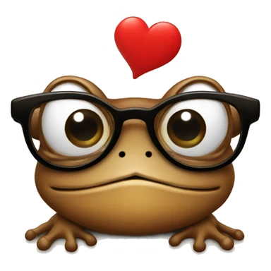 Brown frog in glasses with red hearts  sticker
