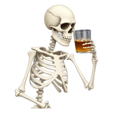 Skeleton drinking a whisky sticker