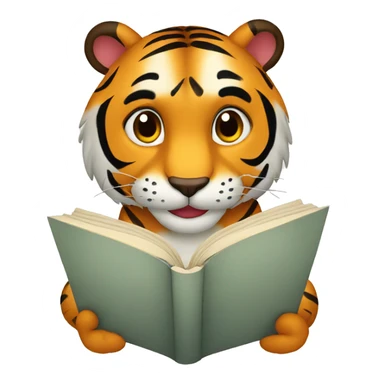 Tiger reading book sticker