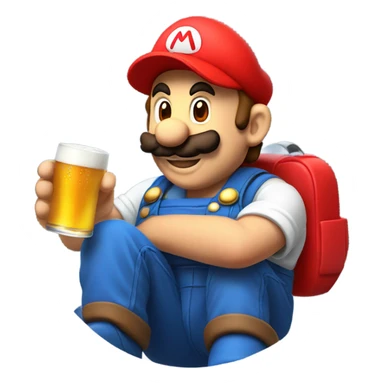 Mario with a beer sticker