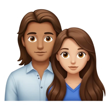 beautiful girl with long brown hair huge a man with brown hair sticker