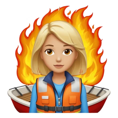 Blonde girl boat on fire sticker