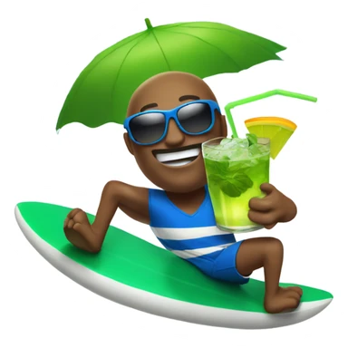 Football surfing with sunglasses and a mojito sticker