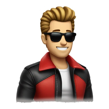 greaser guy with red leather jacket, sunglasses and an extremely large pompadour. sticker