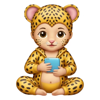 human baby with leopard patterned clothes sticker