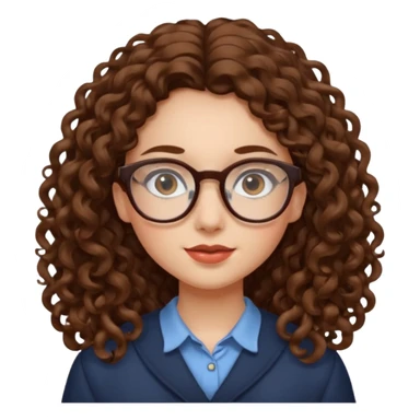 Rapariga, com óculos, cabelo castanho, aos caracóis, comprido sticker