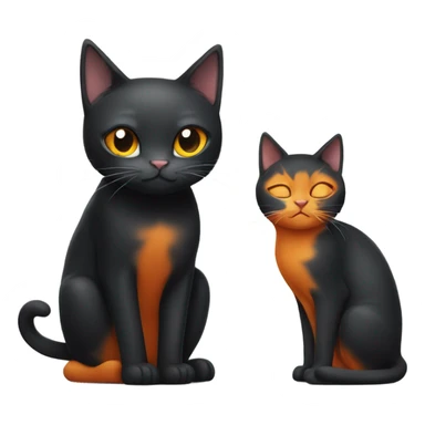 black cat and orange cat with their eyes closed sticker