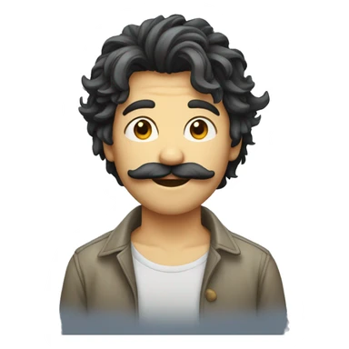 Long shaggy hair boy and moustache sticker