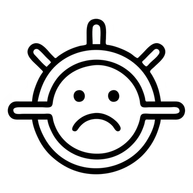 sad Traefik logo, expressive, simple, iconic, minimalistic, clear emotion, iconic symbol style, transparent background sticker