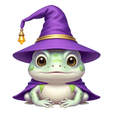 white wizard frog with purple hat sticker